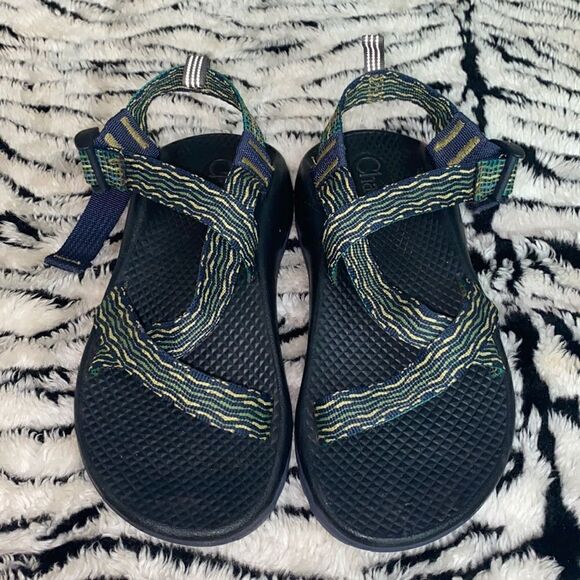 Youth Chaco Sz 3 green blue yellow sandals - Picture 1 of 4